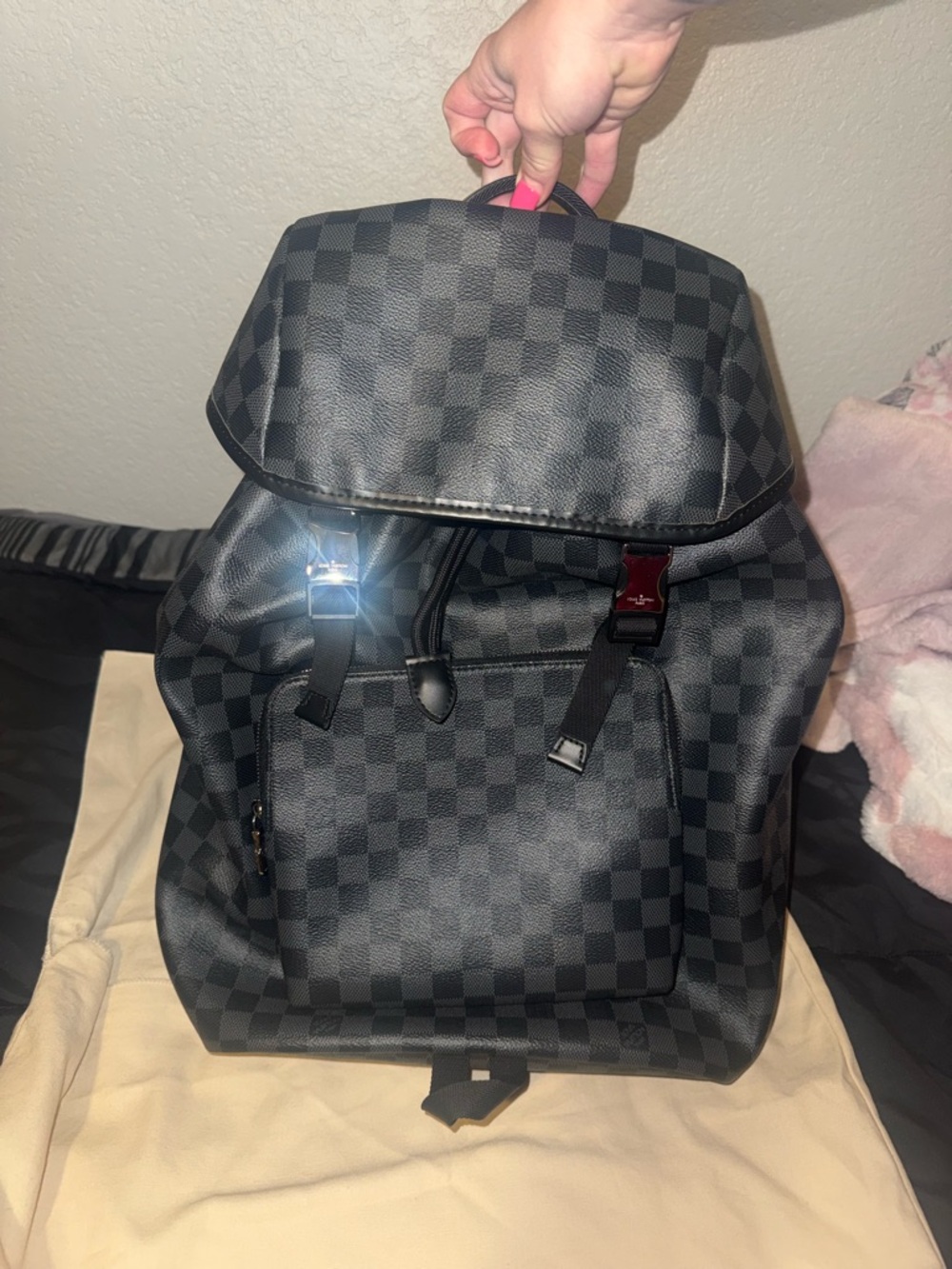 Louis Vuitton Black Checker Canvas Men's Backpack - Picture 2 of 3